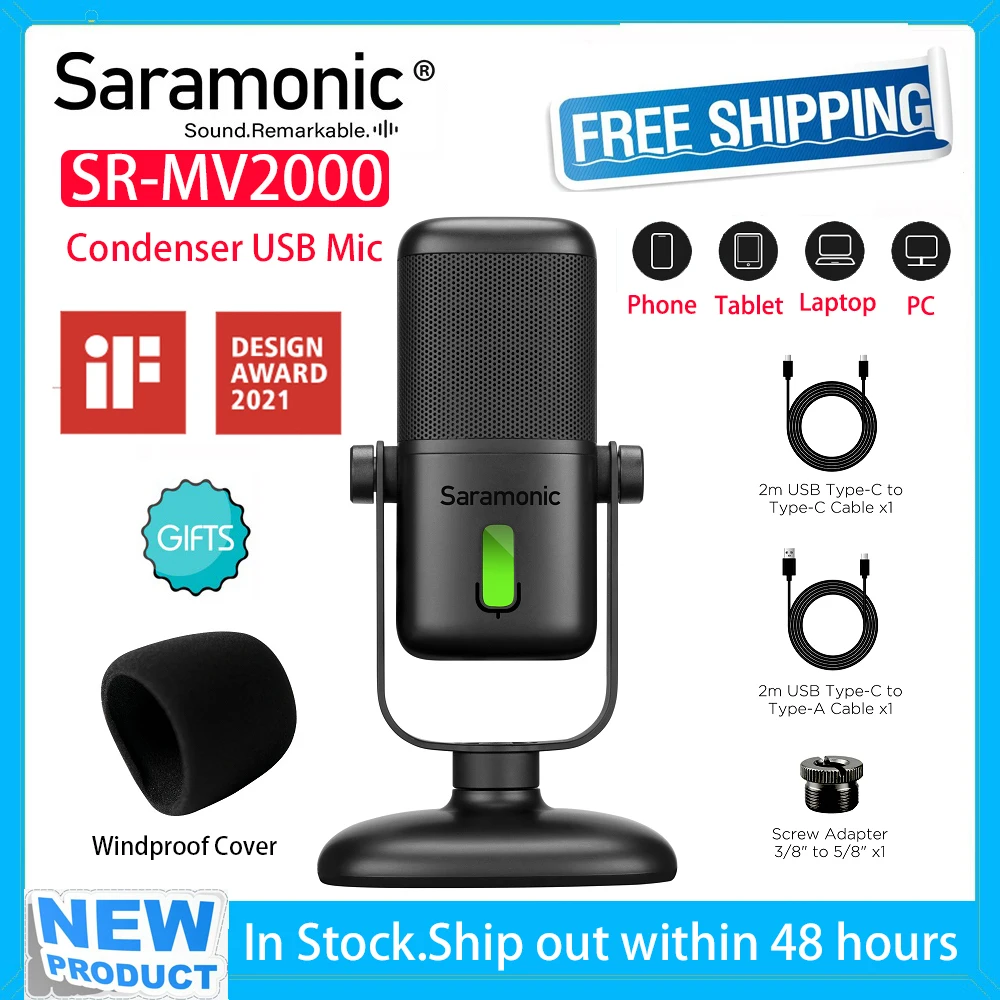 Конденсаторный микрофон Saramonic, USB Настольный Студийный микрофон для смартфонов, ПК, ноутбуков, мониторинга в режиме реального времени, игр в реальном времени
Конденсаторный микрофон Saramonic, USB Настольный Студийный микрофон для смартфонов, ПК, ноутбуков, мониторинга в режиме реального времени, игр в реальном времени
