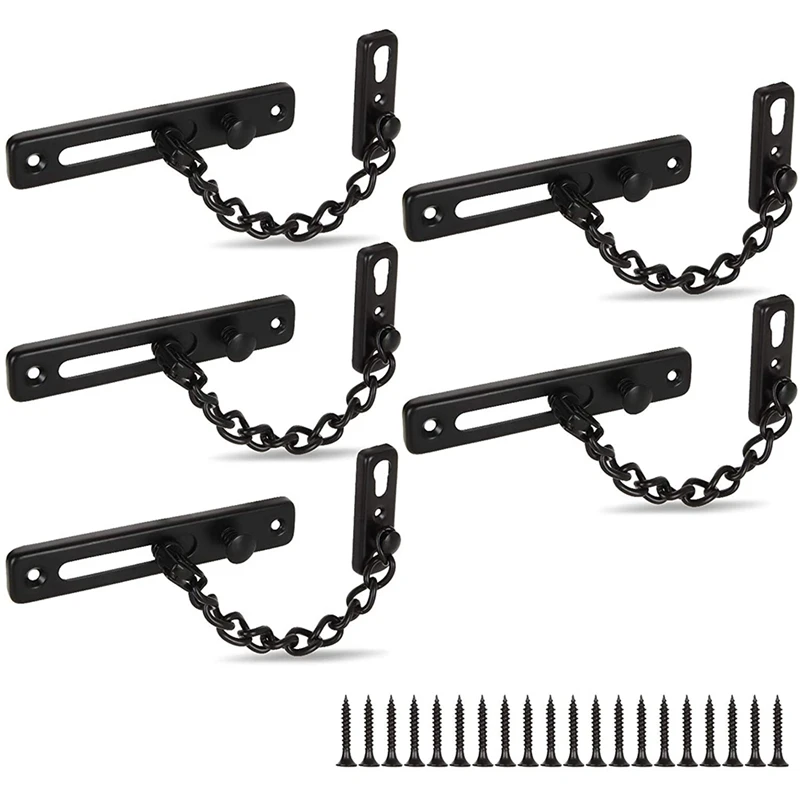 5 Packs Door Chain Lock Stainless Steel Security Chain Door Guard with Anti-Chain Sliding Bolt Door Latch with Screws
5 Packs Door Chain Lock Stainless Steel Security Chain Door Guard with Anti-Chain Sliding Bolt Door Latch with Screws