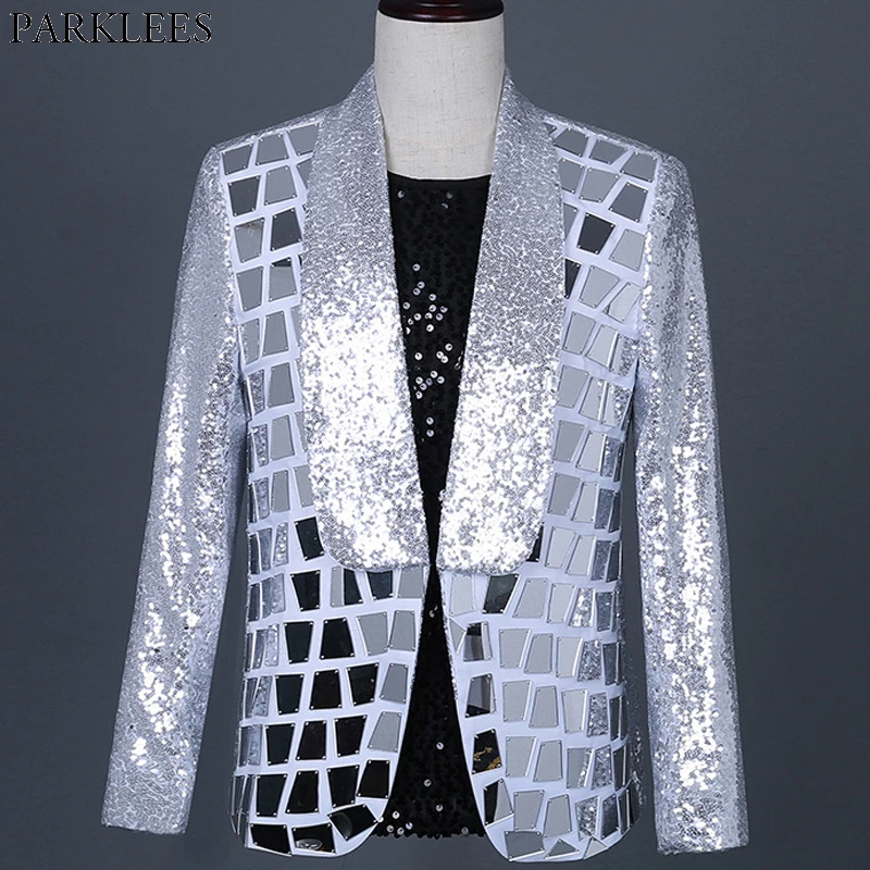 Mens Punk Style Plaid Sequin Blazer Jackets Shwal Collar White Glitter Blazers Men Club Bar DJ Stage Wear Rock and Roll Costumes
Mens Punk Style Plaid Sequin Blazer Jackets Shwal Collar White Glitter Blazers Men Club Bar DJ Stage Wear Rock and Roll Costumes