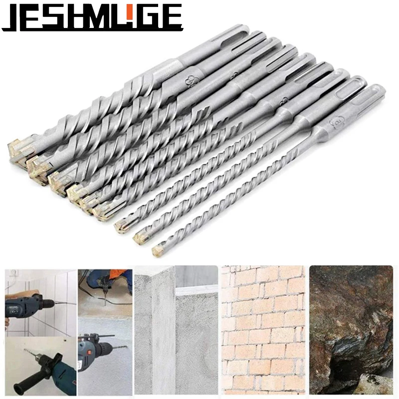 

160mm Electric Hammer Drill Bits 5/6/8/10/12/14/16mm Cross Type Tungsten Steel Alloy SDS Plus for Masonry Concrete Rock Stone