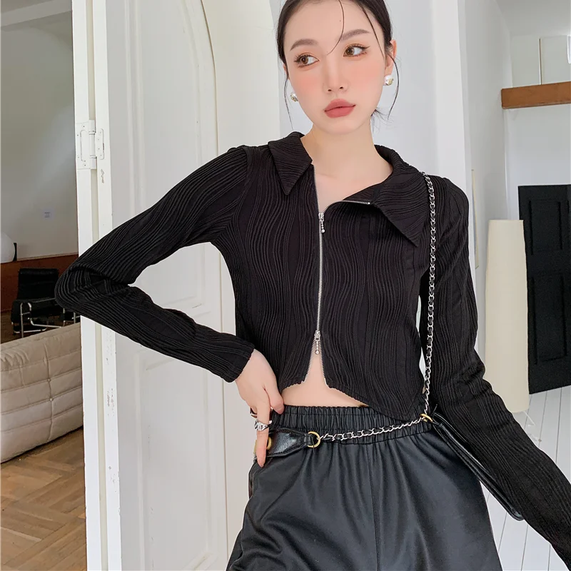 Spring Autumn Women Short Cardigan Coat Streetwear Hip Hop Punk Gothic Slim Casual Black Sexy Club Jacket Tops Female 9958
Spring Autumn Women Short Cardigan Coat Streetwear Hip Hop Punk Gothic Slim Casual Black Sexy Club Jacket Tops Female 9958