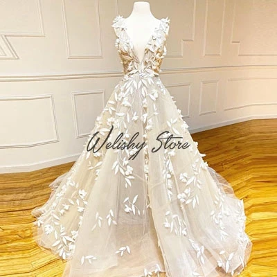 Charming Ivory A-line 3D Willow Leaves Prom Dress Women Deep V-neck Evening Dressing Floral Appliques Party Gowns Abendkleid
Charming Ivory A-line 3D Willow Leaves Prom Dress Women Deep V-neck Evening Dressing Floral Appliques Party Gowns Abendkleid