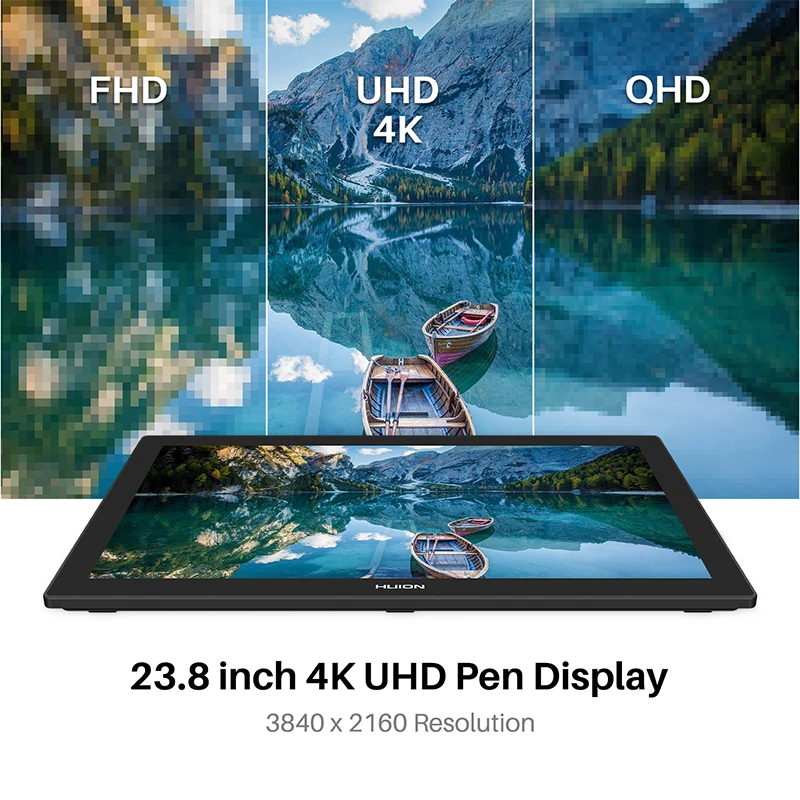 Графический планшет HUION Kamvas Pro 24 4K UHD полностью ламинированный экран 140% sRGB 8192