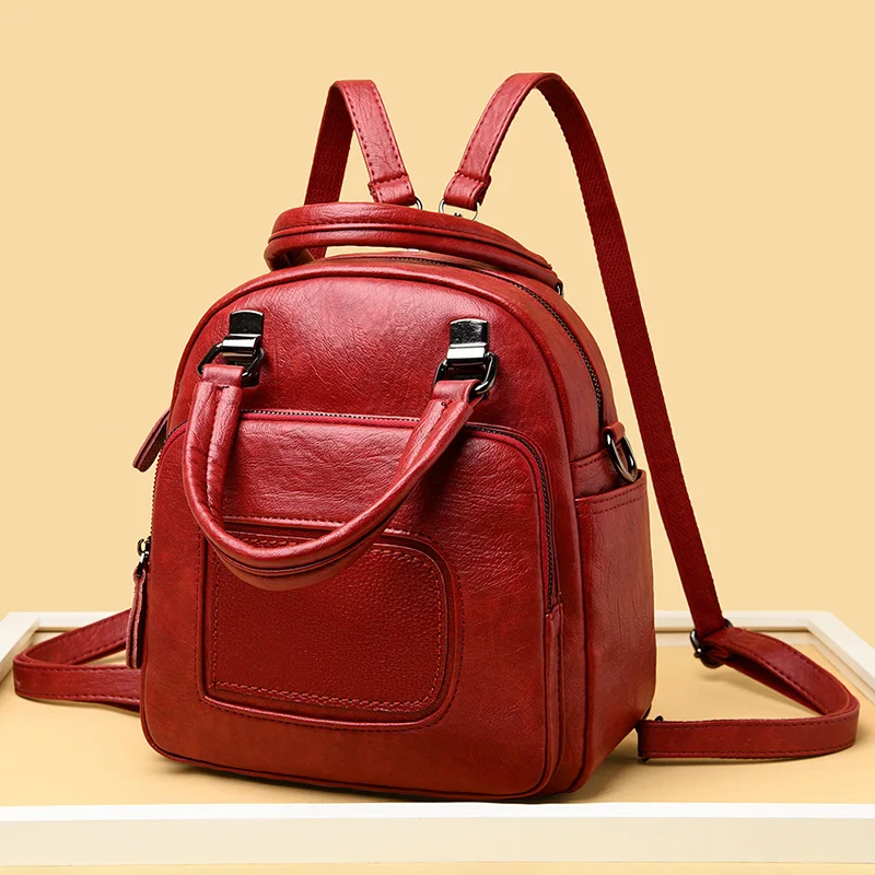 Women's Travel Small Backpack Quality PU Leather Portable Top-handle Bags Ladies Girls Multifunction Trendy Backbag All-match
Women's Travel Small Backpack Quality PU Leather Portable Top-handle Bags Ladies Girls Multifunction Trendy Backbag All-match