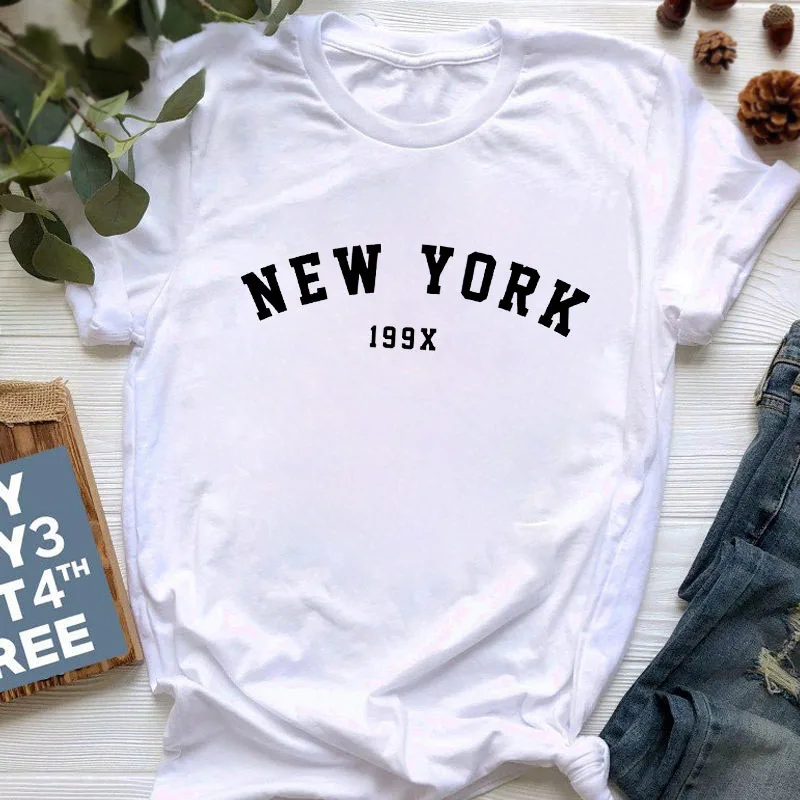 Женская футболка 2022 хипстерская с надписью Нью-Йорка женские футболки летняя