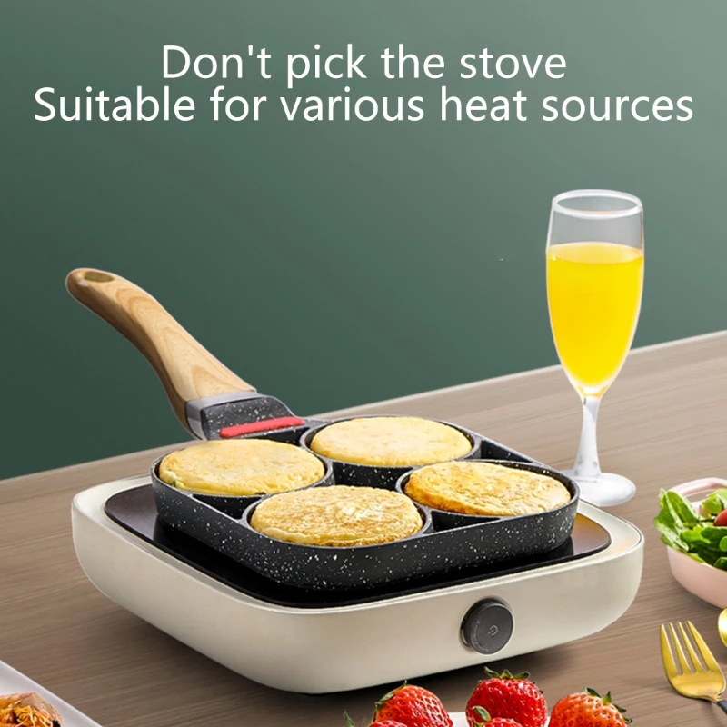 Four-hole Omelette Pan Non-Stick Frying Pot Thickened Breakfast Egg Pancake Cooking Utensils Ham Pans Baking Kitchen
Four-hole Omelette Pan Non-Stick Frying Pot Thickened Breakfast Egg Pancake Cooking Utensils Ham Pans Baking Kitchen