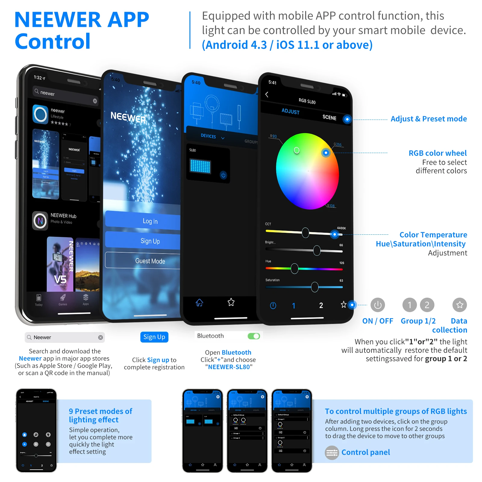 Neewer SL80-APP Pocket RGB Video Light with App Control 3200K8500K LED Video Light for Gaming, YouTube, Vlog, and Photography
Neewer SL80-APP Pocket RGB Video Light with App Control 3200K8500K LED Video Light for Gaming, YouTube, Vlog, and Photography