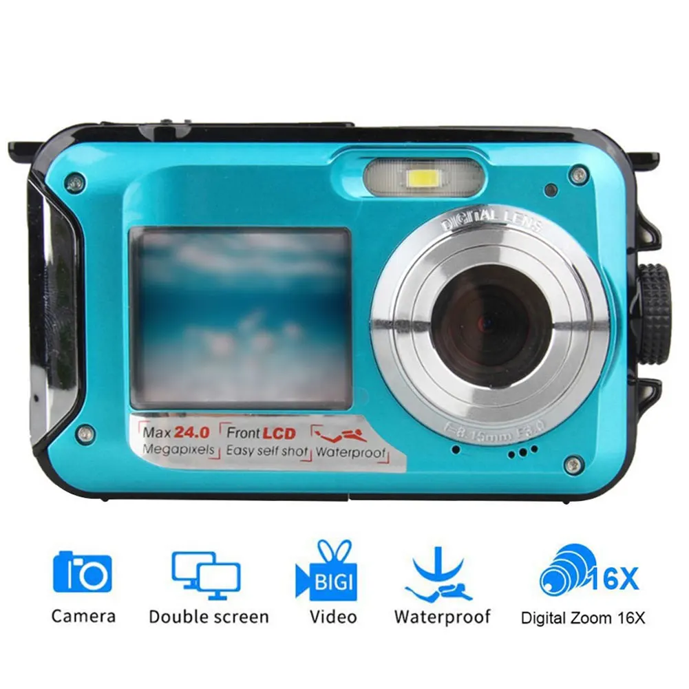 Digital Camera Underwater Camera 48MP Waterproof Camera with Dual Screen for Snorkeling Swimming Surfing Blue
Digital Camera Underwater Camera 48MP Waterproof Camera with Dual Screen for Snorkeling Swimming Surfing Blue