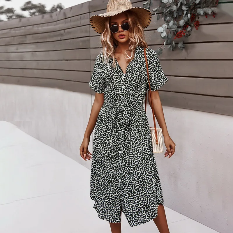 WENYUJH 2021 New Print Long Dress Women Floral Short Sleeves casual Bandage Dress For Woman Sexy Buttons Summer vintage Dress
WENYUJH 2021 New Print Long Dress Women Floral Short Sleeves casual Bandage Dress For Woman Sexy Buttons Summer vintage Dress
