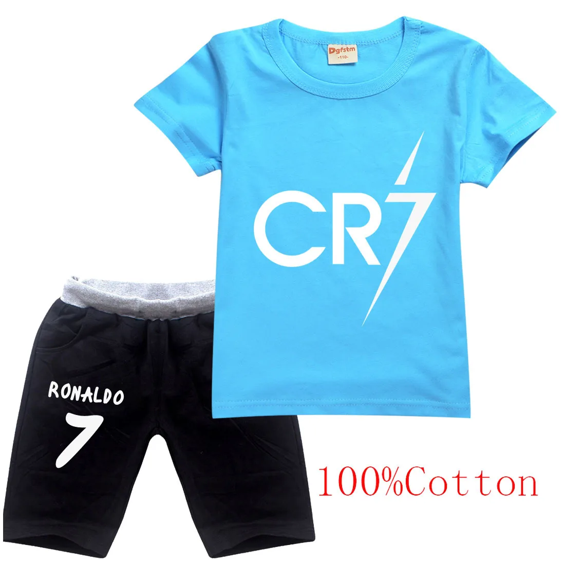 Cotton Summer Baby Children Soft Shorts Suit t-shirt Star Boy Girl kids Ronaldo CR7 cartoon infant clothes cheap stuff for 2-15Y |
