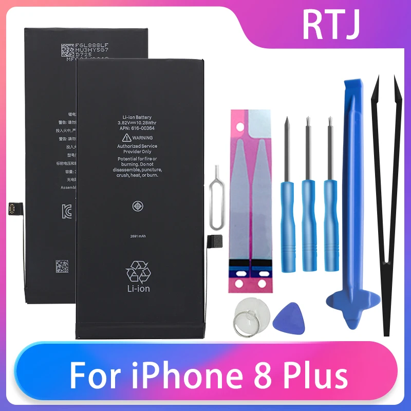 Запасные батареи Runtianjin для сотового телефона iPhone 8 Plus 8 P 2691 мАч, аккумулятор большой емкости, бесплатные инструменты AKKU
Запасные батареи Runtianjin для сотового телефона iPhone 8 Plus 8 P 2691 мАч, аккумулятор большой емкости, бесплатные инструменты AKKU