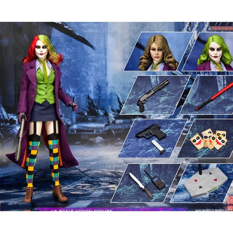 WOLFKING WK89025A 1/6 LADY JOKER Collector's Edition Three-headed carving configuration 12inch action figure model toy
WOLFKING WK89025A 1/6 LADY JOKER Collector's Edition Three-headed carving configuration 12inch action figure model toy