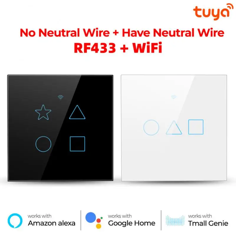 1/2/3/4 Gang Tuya WiFi 433MHZ Smart Touch Switch AC100V-240V Home Wall Switch Button Work With Alexa And Google Home Assistant
1/2/3/4 Gang Tuya WiFi 433MHZ Smart Touch Switch AC100V-240V Home Wall Switch Button Work With Alexa And Google Home Assistant