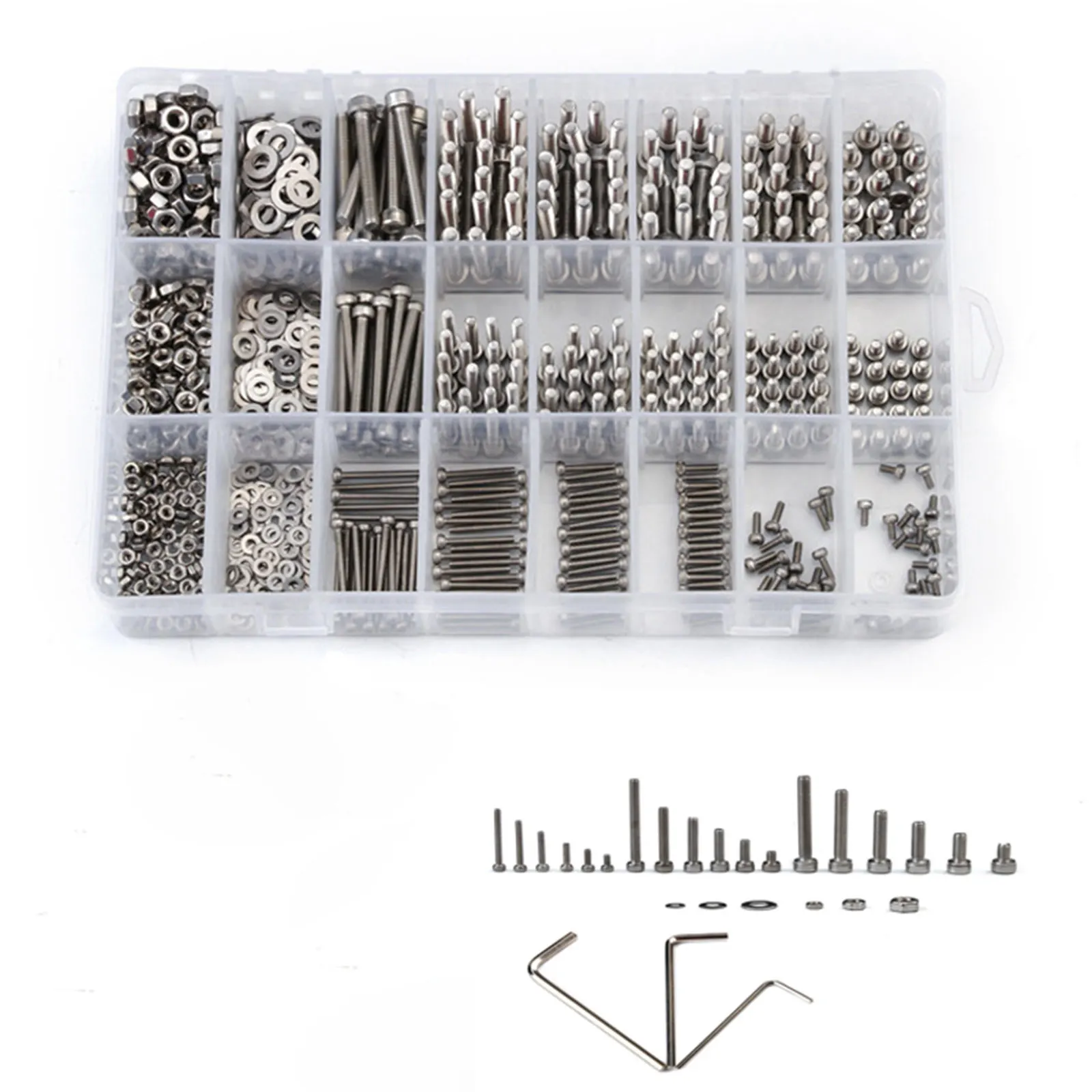 1080 Pcs M2/M3/M4 Stainless Steel Hex Socket Bolt And Nuts Set Fastener Hardware Hexagon Socket Head Cap Screws Flat With Washer
1080 Pcs M2/M3/M4 Stainless Steel Hex Socket Bolt And Nuts Set Fastener Hardware Hexagon Socket Head Cap Screws Flat With Washer