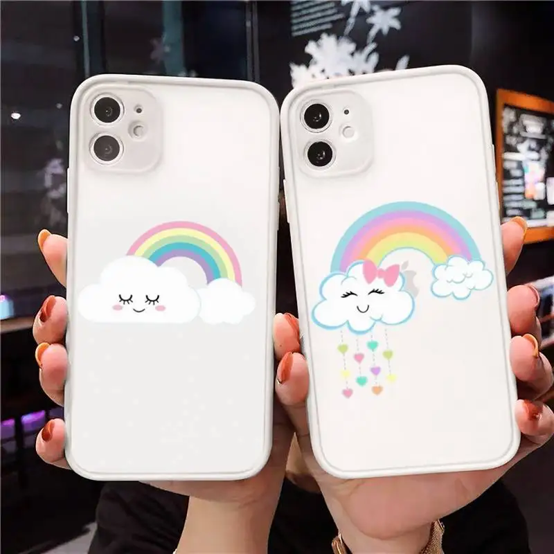 Cartoon cute rainbow clouds Phone Case Matte Transparent for iPhone 7 8 11 12 s mini pro X XS XR MAX Plus cover funda
Cartoon cute rainbow clouds Phone Case Matte Transparent for iPhone 7 8 11 12 s mini pro X XS XR MAX Plus cover funda