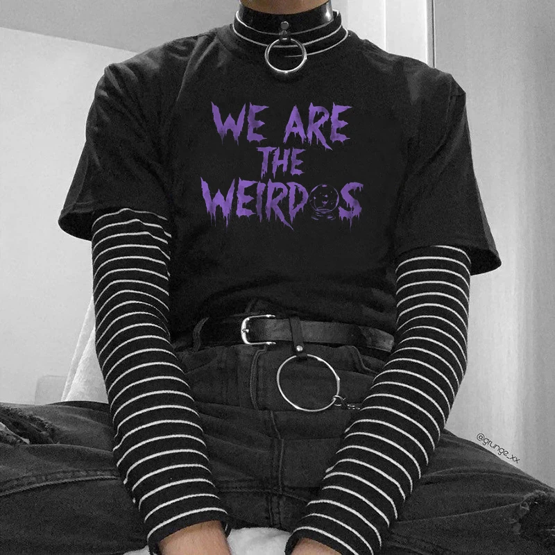 Summer WE ARE THE WEIRDOS letter printed women T-shirt Harajuku simple Y2K E-Girl Korean gothic tops tee punk cute ins t-shirts
Summer WE ARE THE WEIRDOS letter printed women T-shirt Harajuku simple Y2K E-Girl Korean gothic tops tee punk cute ins t-shirts