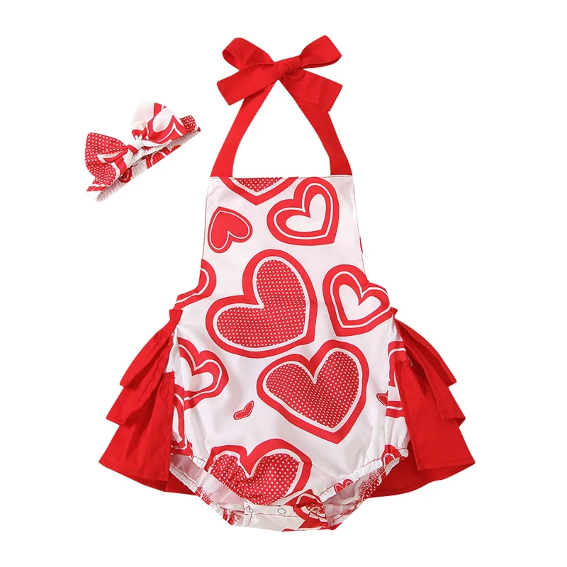 Newborn Baby's Clothes Girl Hearts Print Romper Sleeveless Halter Neck Jumpsuit Decorative Bowknot Headband Children's Clothing
Newborn Baby's Clothes Girl Hearts Print Romper Sleeveless Halter Neck Jumpsuit Decorative Bowknot Headband Children's Clothing