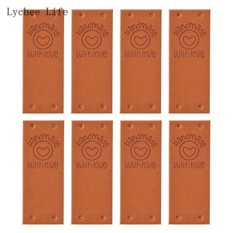 Lychee жизни 24 шт. ручной работы с любовью Pu лейблы ярлыки кожаная одежда швейная