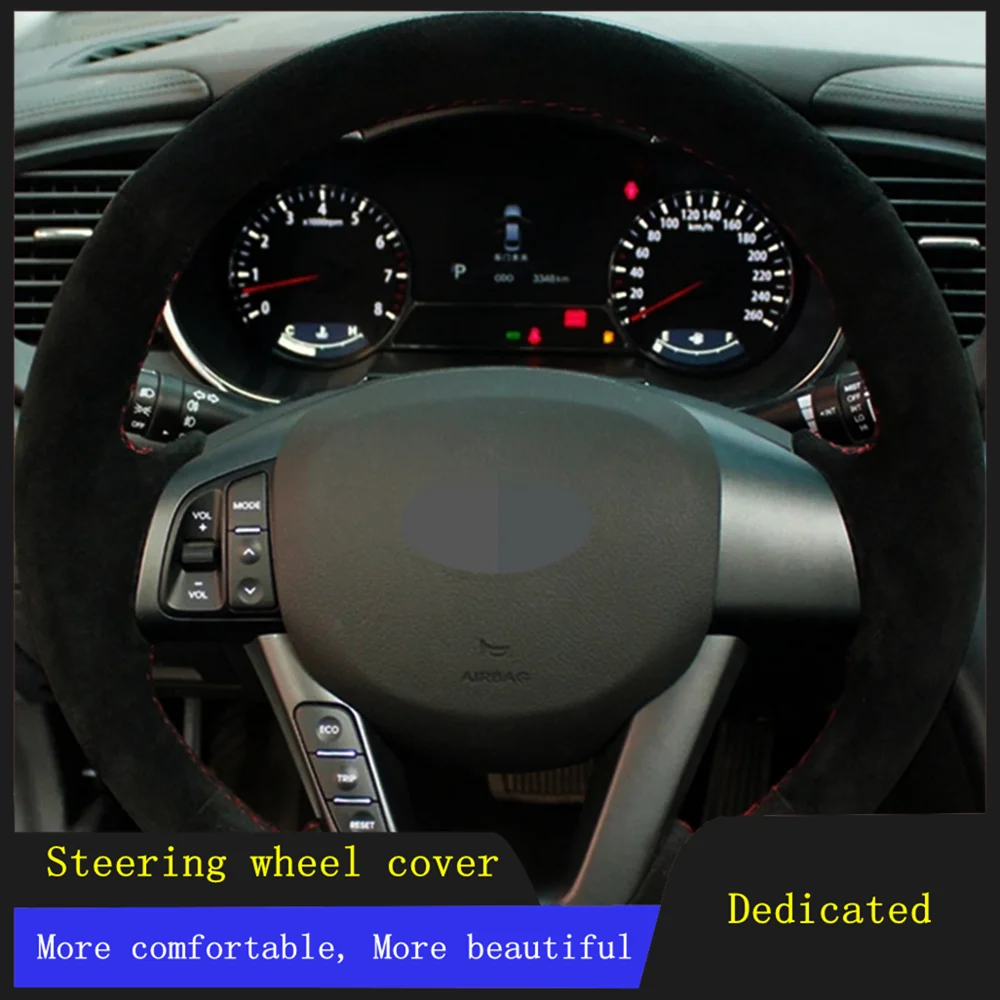 DIY Car Accessories Steering Wheel Cover Black Hand-stitched Comfortable And Soft Suede Leather For Kia K5 Optima 2011 2012 2013
DIY Car Accessories Steering Wheel Cover Black Hand-stitched Comfortable And Soft Suede Leather For Kia K5 Optima 2011 2012 2013