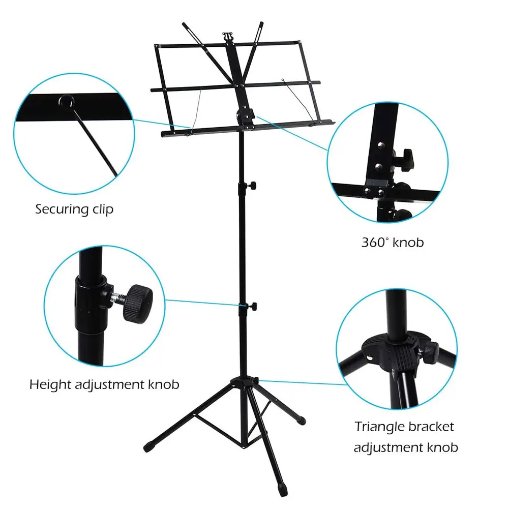 Quality Music Sheet Tripod Stand Aluminum Alloy Music Stand Holder Height Adjustable With Carry Bag For Musical Instrument
Quality Music Sheet Tripod Stand Aluminum Alloy Music Stand Holder Height Adjustable With Carry Bag For Musical Instrument