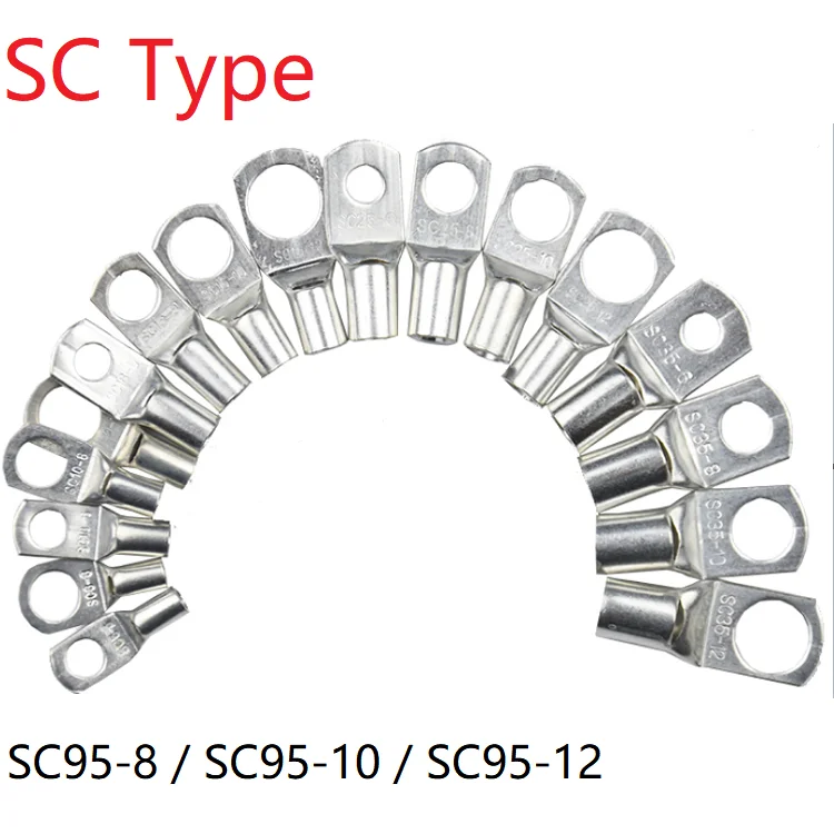 5pcs SC Type Wire Nose Terminal SC95 Bare Copper Battery Block Lugs Hole ID 8mm 10mm 12mm Crimp DTGA Cable End Connector
5pcs SC Type Wire Nose Terminal SC95 Bare Copper Battery Block Lugs Hole ID 8mm 10mm 12mm Crimp DTGA Cable End Connector