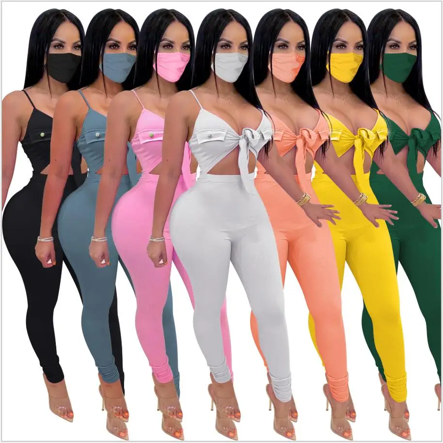 STYLISH LADY Ribbed Jumpsuits with Mask 2020 Summer Women Spaghetti Strap Backless Hollow Out Bow High Elastic One Piece Overall
STYLISH LADY Ribbed Jumpsuits with Mask 2020 Summer Women Spaghetti Strap Backless Hollow Out Bow High Elastic One Piece Overall