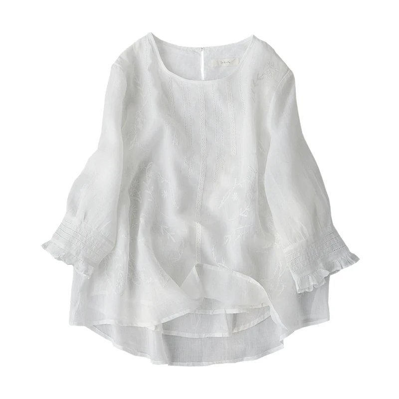 Spring Summer New Arrivals Women Casual Brief Loose Plus Size Embroidery Comfortable Thin Ramie Pullver Shirts/Blouses 3 Colors
Spring Summer New Arrivals Women Casual Brief Loose Plus Size Embroidery Comfortable Thin Ramie Pullver Shirts/Blouses 3 Colors