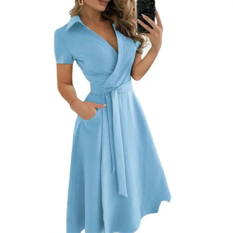 Womens Summer Short Sleeve Midi Dress Ladies Casual Party V Neck Beach Sundress
Womens Summer Short Sleeve Midi Dress Ladies Casual Party V Neck Beach Sundress