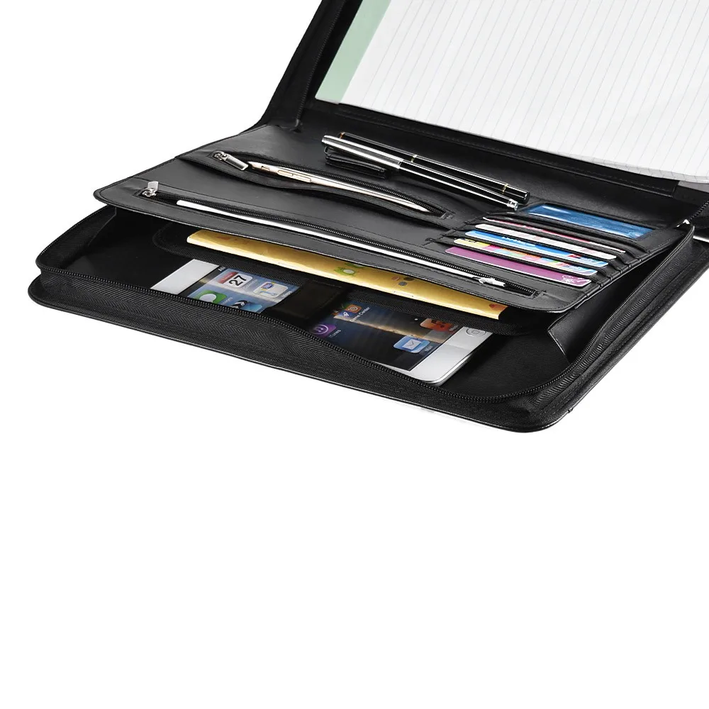 Zippered Multifunctional A4 Portfolio Professional Padfolio File Organizer with Writing Pad Card Pockets
Zippered Multifunctional A4 Portfolio Professional Padfolio File Organizer with Writing Pad Card Pockets