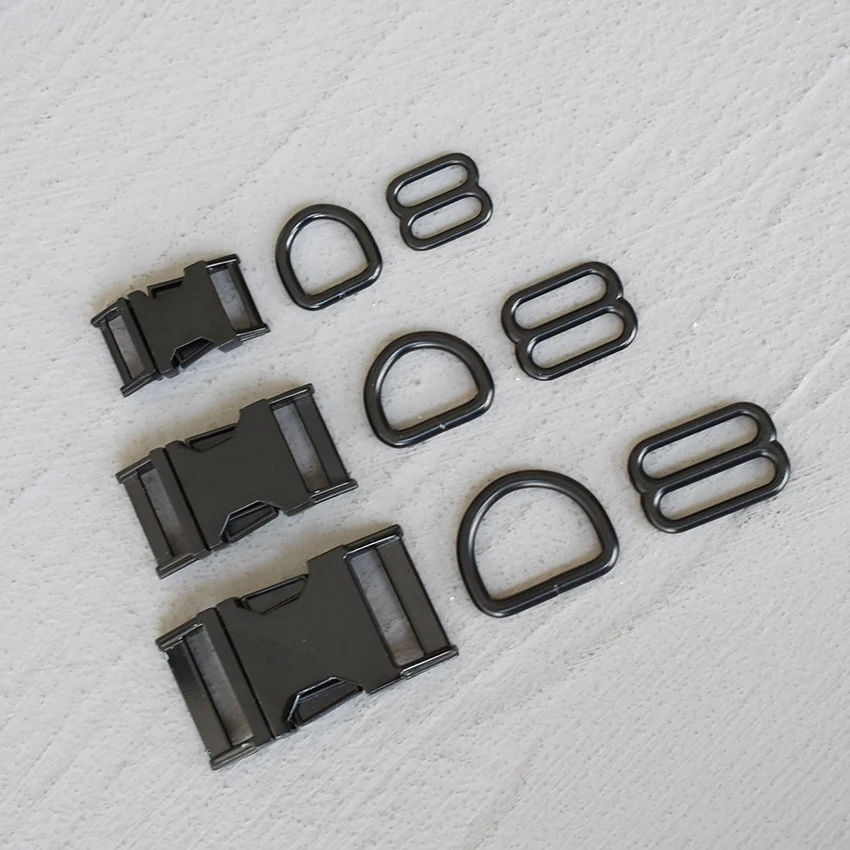20 Sets 15/20/25mm Metal Black D Ring Belt Straps Slider Side Release Buckle Spring Hook For Dog Leash Collar Accessories
20 Sets 15/20/25mm Metal Black D Ring Belt Straps Slider Side Release Buckle Spring Hook For Dog Leash Collar Accessories