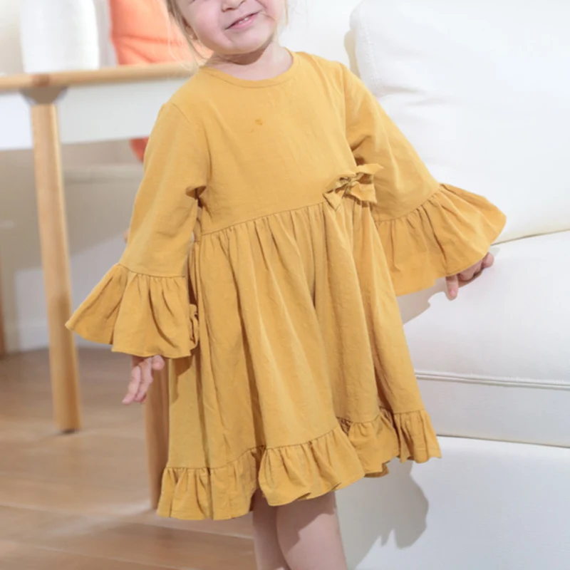 Baby Clothes Girl Cute Bow Dress Autumn Infant Toddler Kids O-Neck Yellow Dress Children Fashion Princess Party Dress
Baby Clothes Girl Cute Bow Dress Autumn Infant Toddler Kids O-Neck Yellow Dress Children Fashion Princess Party Dress