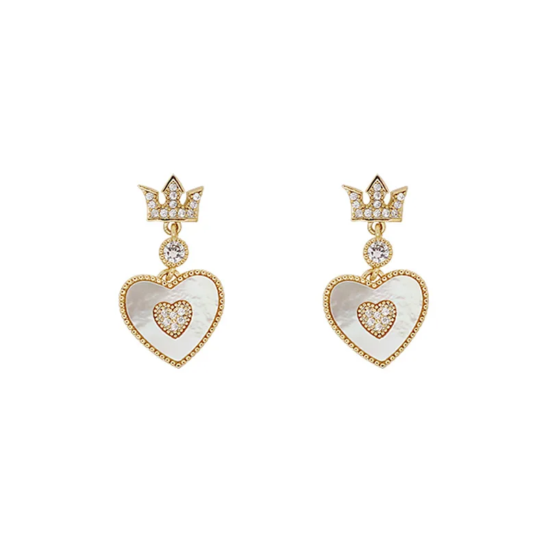 925 Silver Needle Korean Earrings Crown Girl Heart Rhinestone Patch Stud Earrings Love Heart Simplicity Alloy Elegant
925 Silver Needle Korean Earrings Crown Girl Heart Rhinestone Patch Stud Earrings Love Heart Simplicity Alloy Elegant