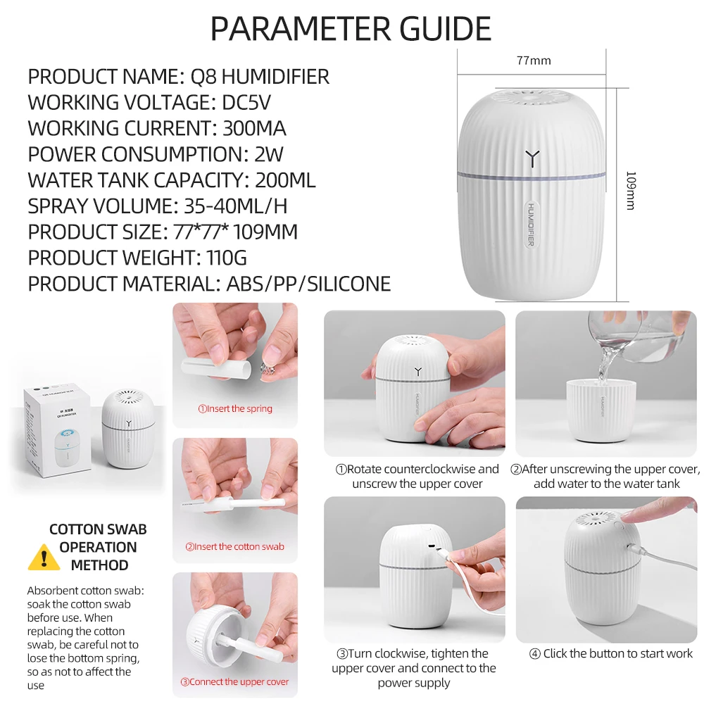 Ultrasonic Mini Air Humidifier USB Aroma Essential Oil Diffuser Home Car Fogger Mist Maker with LED Night Lamp 2021 New
Ultrasonic Mini Air Humidifier USB Aroma Essential Oil Diffuser Home Car Fogger Mist Maker with LED Night Lamp 2021 New