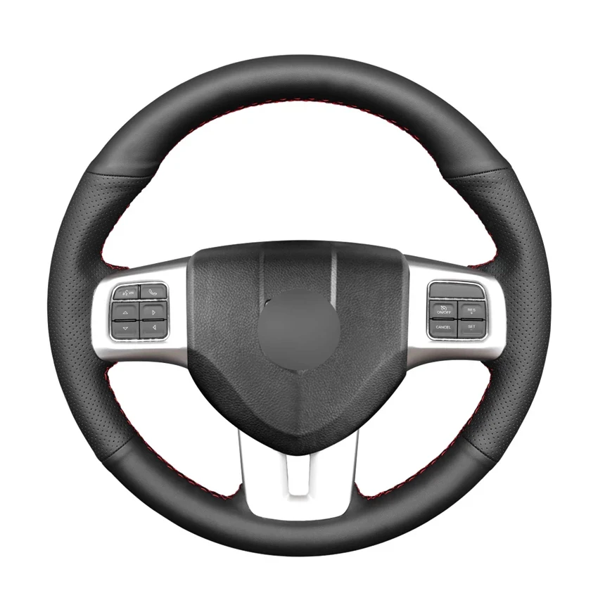 Hand-stitched Black Genuine Leather Car Steering Wheel Cover for Dodge Dart 2013-2016 Volkswagen VW Routan 2011-2012
Hand-stitched Black Genuine Leather Car Steering Wheel Cover for Dodge Dart 2013-2016 Volkswagen VW Routan 2011-2012