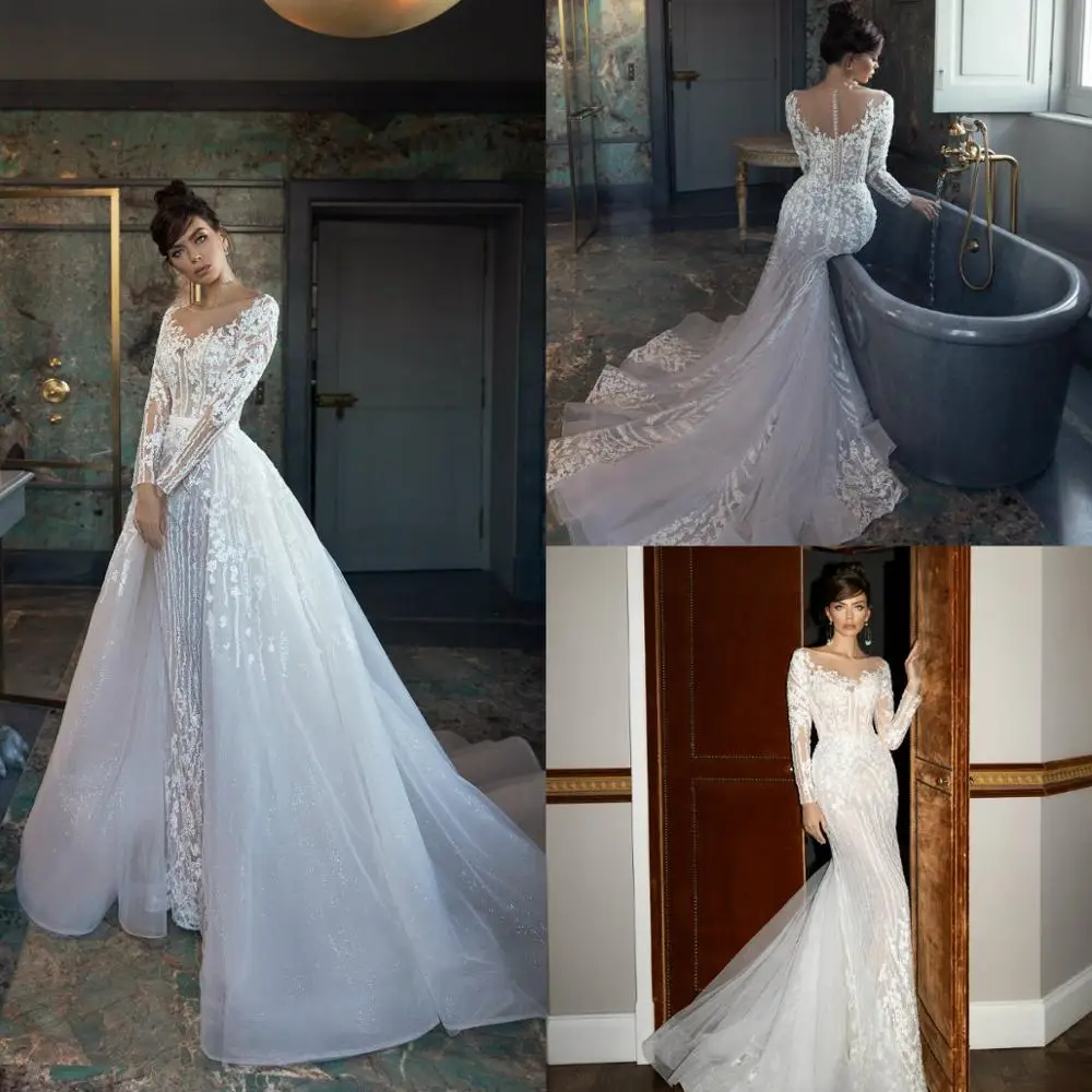 Detachable Train Wedding Dress 2020 Bling Sequins Appliques Lace Mermaid Wedding Dresses Custom Made Vestido De Fiesta De Boda
Detachable Train Wedding Dress 2020 Bling Sequins Appliques Lace Mermaid Wedding Dresses Custom Made Vestido De Fiesta De Boda