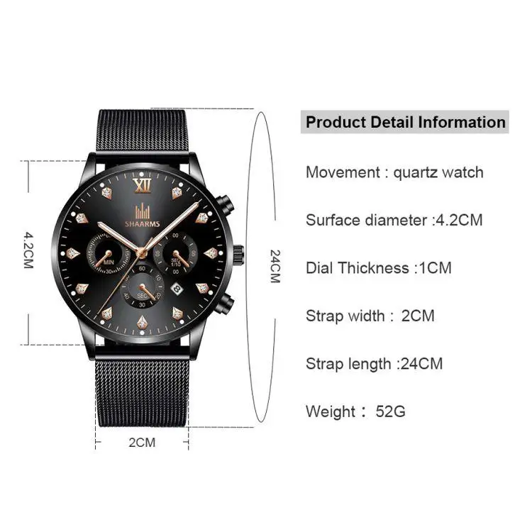 2021 SHAARMS Minimalist Men's Fashion Ultra Thin Watches Simple Men Business Stainless Steel Mesh Belt Quartz Watch
2021 SHAARMS Minimalist Men's Fashion Ultra Thin Watches Simple Men Business Stainless Steel Mesh Belt Quartz Watch