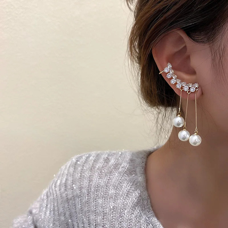 Pearl Earrings Tassel Ear Clip Women Korean Fashion Earrings Rhinestone Jewelry 2021
Pearl Earrings Tassel Ear Clip Women Korean Fashion Earrings Rhinestone Jewelry 2021
