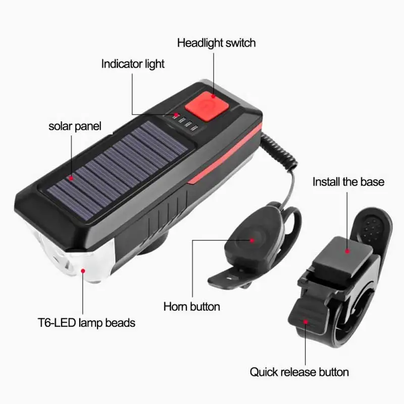 Solar USB Rechargeable Horn Light Waterproof Bicycle Front Light 3 Lighting Modes Environmental Protection and Energy Saving
Solar USB Rechargeable Horn Light Waterproof Bicycle Front Light 3 Lighting Modes Environmental Protection and Energy Saving