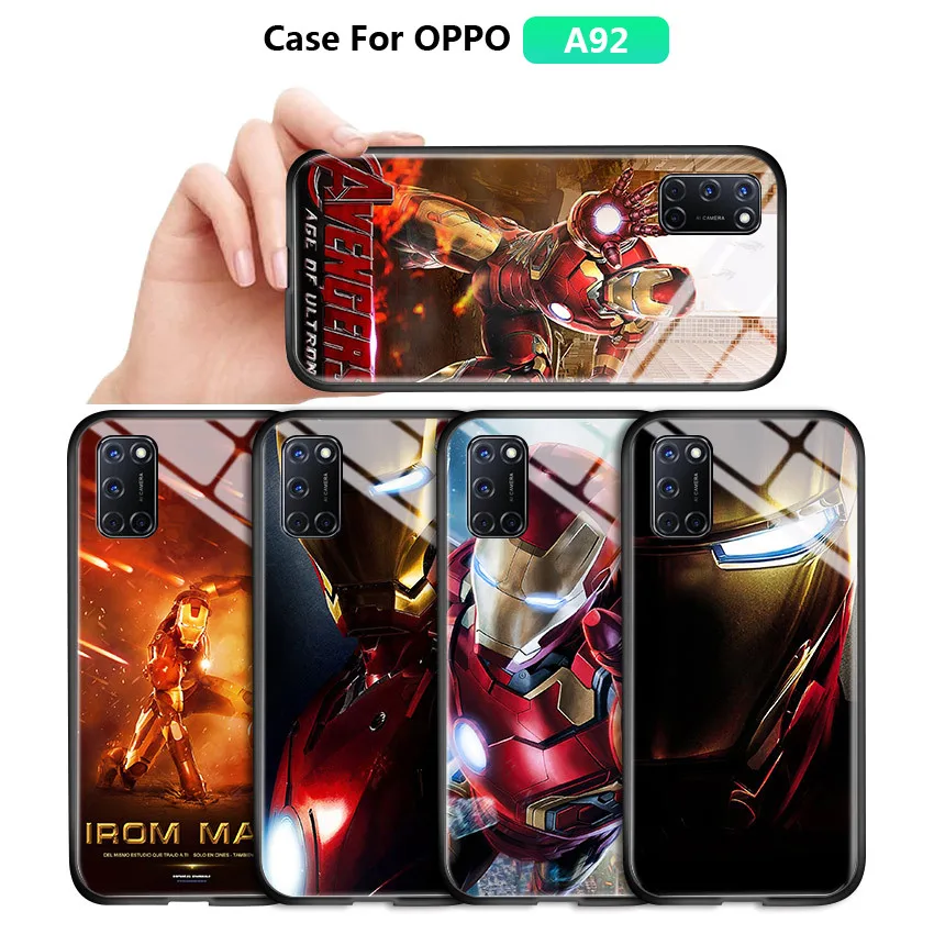 Чехлы для OPPO A92 A72 A52 A31 2020 A91 A9 корпус из закаленного стекла с градиентом Marvel