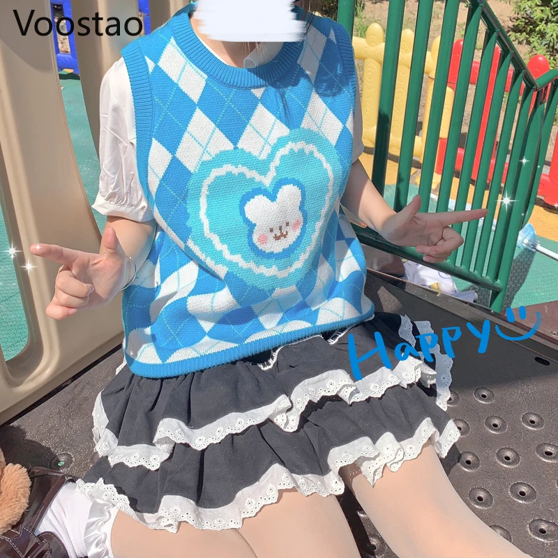Japanese Sweet Lolita Style Rabbit Knitted Pullovers Autumn Women Cute Bunny Loose JK Sweater Vest Girly Harajuku Chic Waistcoat
Japanese Sweet Lolita Style Rabbit Knitted Pullovers Autumn Women Cute Bunny Loose JK Sweater Vest Girly Harajuku Chic Waistcoat