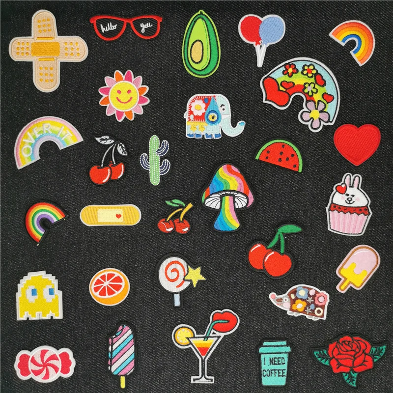 Cartoon Animal Embroidery Patches For Clothing Rainbow Iron On Patch On Clothes Fruit Patch Rose flower Custom Stripe letter DIY
Cartoon Animal Embroidery Patches For Clothing Rainbow Iron On Patch On Clothes Fruit Patch Rose flower Custom Stripe letter DIY