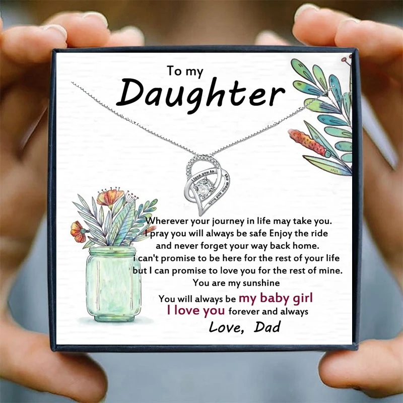 To My Daughter Necklace for Women Crystal Heart Pendant Necklace from Dad LoveCube Necklace for Daughter Gifts for Family
To My Daughter Necklace for Women Crystal Heart Pendant Necklace from Dad LoveCube Necklace for Daughter Gifts for Family