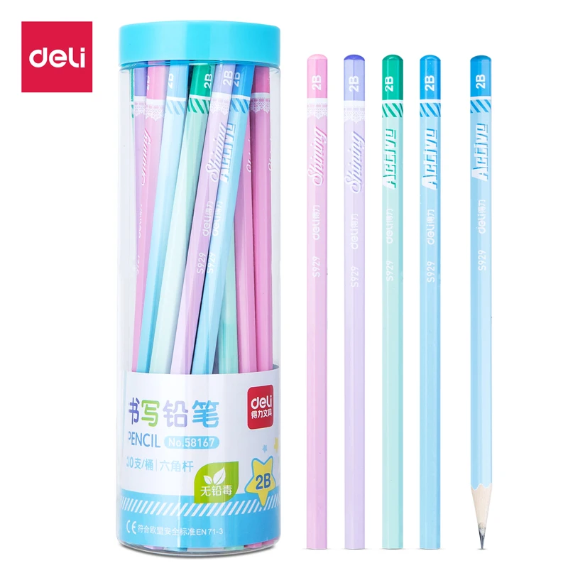 

Deli 58167, color hexagon advanced graphite 2B pencil, writing pen, log non-toxic pencil, student office stationery