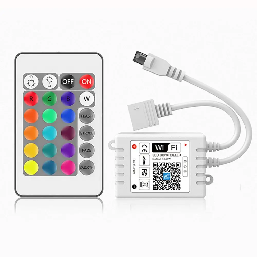 DC5V-28V RGB Wifi LED Remote Controller Android /IOS Mini + 24Key IR Remote control for SMD 5050 3528 LED Strip Light
DC5V-28V RGB Wifi LED Remote Controller Android /IOS Mini + 24Key IR Remote control for SMD 5050 3528 LED Strip Light