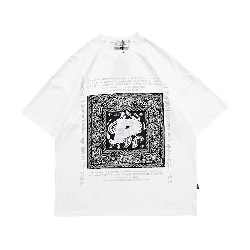 Colorful Cashew Flower Reflective Spliced short-sleeved T-shirt Men and Women O Neck Oversize High Street Tshirts HIp Hop Summer
Colorful Cashew Flower Reflective Spliced short-sleeved T-shirt Men and Women O Neck Oversize High Street Tshirts HIp Hop Summer