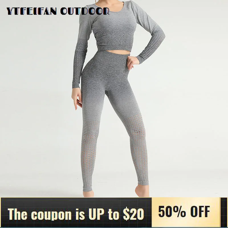 2020 Suit for Fitness Workout Clothes for Women Hollow Gradient Yoga Suit 2 Piece Set Sports Running Long Sleeve Top and Legging
2020 Suit for Fitness Workout Clothes for Women Hollow Gradient Yoga Suit 2 Piece Set Sports Running Long Sleeve Top and Legging