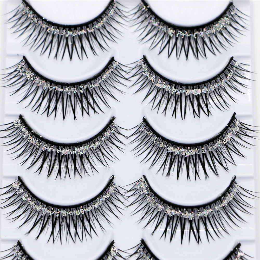Natural Nude Makeup Thick Stage Cross Slender Silver Powder Glitter Sequins Five Pairs Of Fake Eyelashes Wholesale With Flash
Natural Nude Makeup Thick Stage Cross Slender Silver Powder Glitter Sequins Five Pairs Of Fake Eyelashes Wholesale With Flash