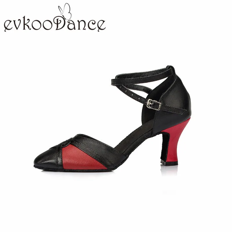 

Professional Black and Red Leather Zapatos De Baile Heel height 6 cm Dance Shoes Latin Ballroom Salsa For Women NL194