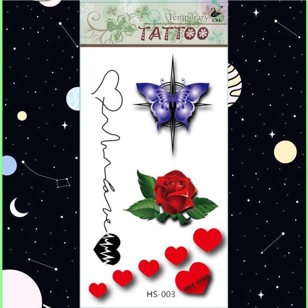 Временные татуировки Heartbeats Flower Eye наклейки на губы бабочки тело сердце любовь