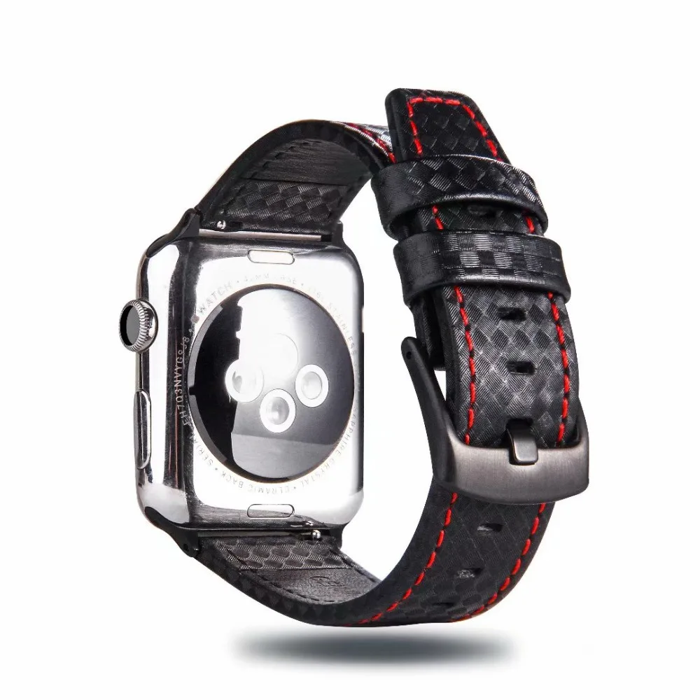 Ремешок из углеродного волокна для Apple Watch Band 42/38 мм 41 кожаный браслет iWatch 7 6 5 4 3 2 1 40